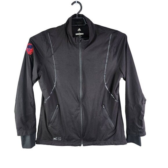 Womens Black Adidas ClimaProof Golf Jacket Windbreaker Full Zip Mock Neck Size L - Picture 1 of 12
